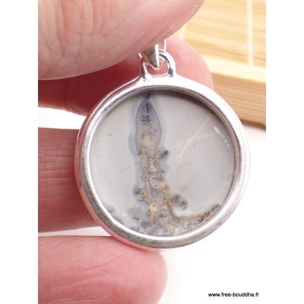 Pendentif rond en Jaspe Maligano blanc Bijoux en Jaspe PU20