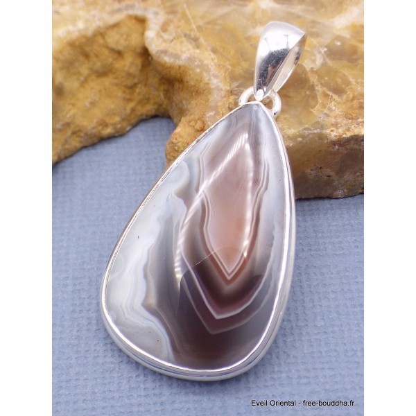 Pendentif goutte Agate de Botswana Bijoux en Agate PU21