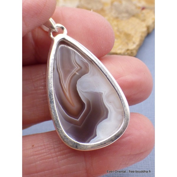 Pendentif goutte Agate de Botswana Bijoux en Agate PU21
