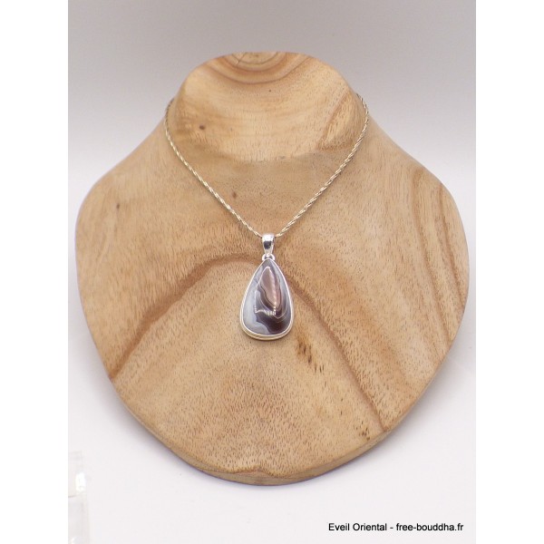 Pendentif goutte Agate de Botswana Bijoux en Agate PU21