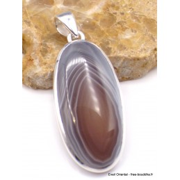 Pendentif Agate de Botswana marron gris Pendentifs pierres naturelles PU21.1