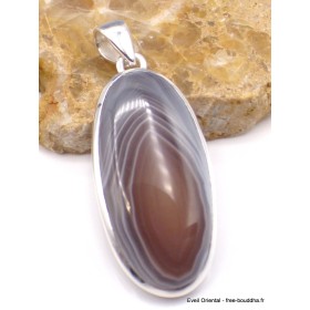 Pendentif Agate de Botswana marron gris Bijoux en Agate PU21.1