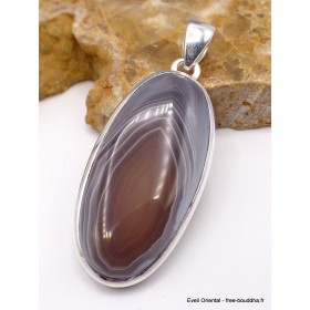 Pendentif Agate de Botswana marron gris Bijoux en Agate PU21.1