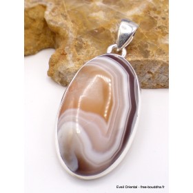 Pendentif Agate de Botswana orange blanc Pendentifs pierres naturelles PU21.2