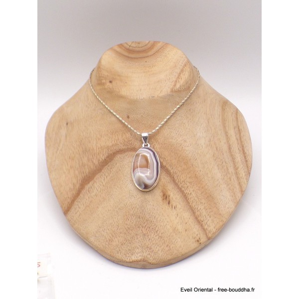Pendentif Agate de Botswana orange blanc Pendentifs pierres naturelles PU21.2