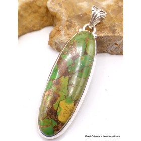 Pendentif oval long Turquoise verte cuivrée Pendentifs pierres naturelles PU27