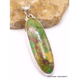 Pendentif oval long Turquoise verte cuivrée Pendentifs pierres naturelles PU27