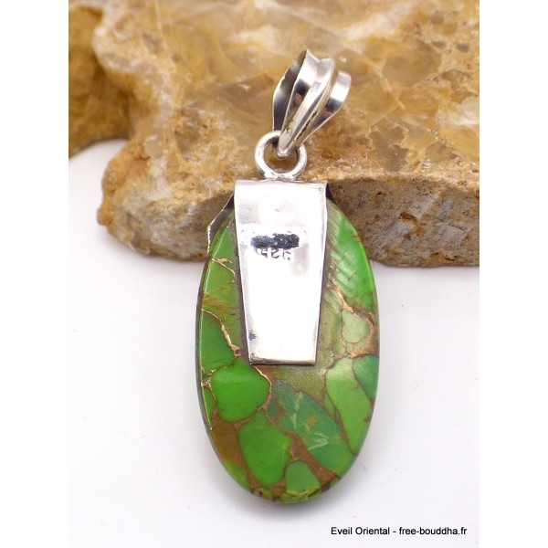 Pendentif Turquoise verte cuivrée motif grappe Pendentifs pierres naturelles PU27.1