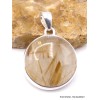 Pendentif Quartz rutile doré forme ronde Pendentifs pierres naturelles PU31.1
