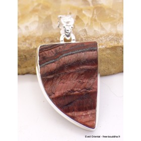 Pendentif en Oeil de Tigre rouge brut semi-oval Pendentifs pierres naturelles XV15.2