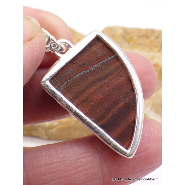 Pendentif en Oeil de Tigre rouge brut semi-oval Pendentifs pierres naturelles XV15.2