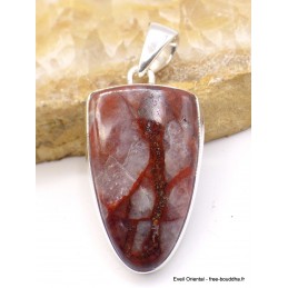 Pendentif Quartz Hématoïde rouge semi-oval allongé Pendentifs pierres naturelles XV22.4