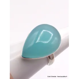 Bague goutte Calcédoine bleue taille 60 - Bagues pierres naturelles