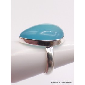 Bague goutte Calcédoine bleue taille 60 Bagues pierres naturelles XV56.4