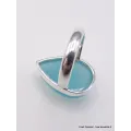 Bague goutte Calcédoine bleue taille 60 - Bagues pierres naturelles