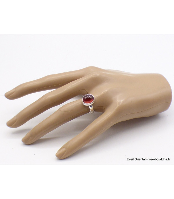 Petite bague Grenat Hessonite ovale taille 55 Bagues pierres naturelles XV60.5