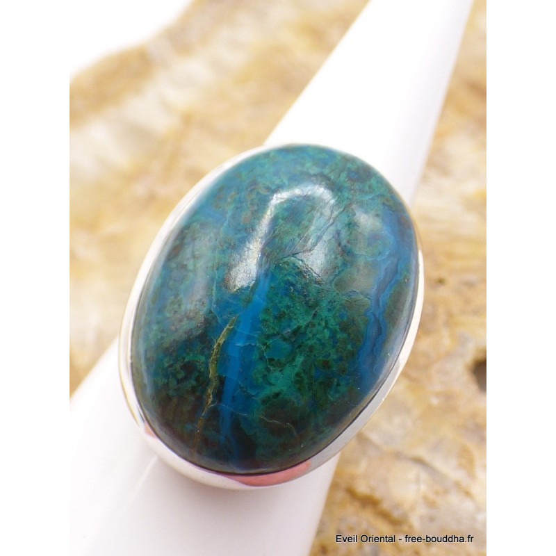 Bague Chrysocolle du Pérou ovale taille 56 Bagues pierres naturelles XV69.4