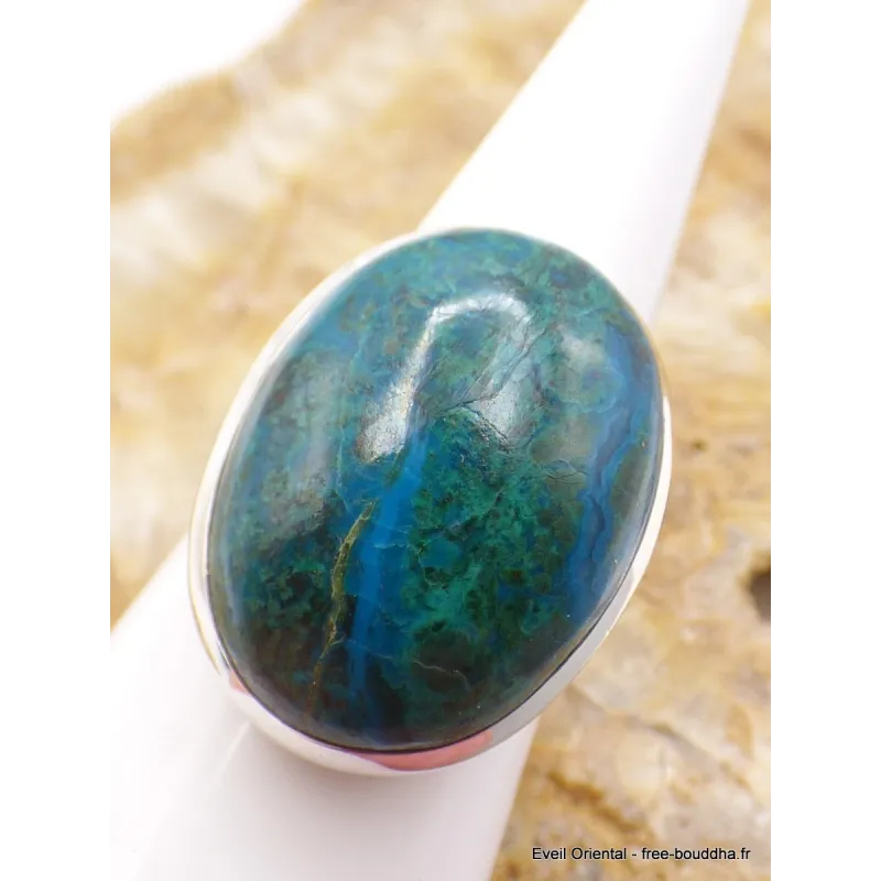 Bague Chrysocolle du Pérou ovale taille 56 - Bagues pierres naturelles