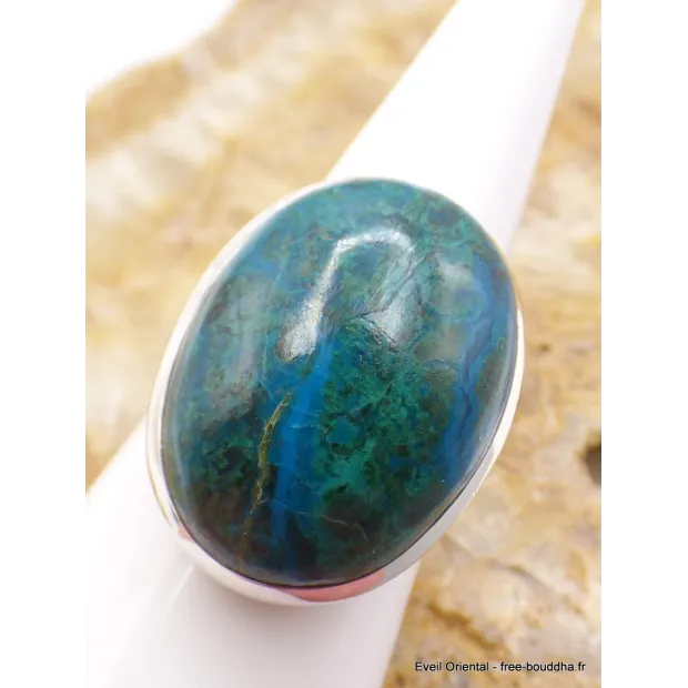 Bague Chrysocolle du Pérou ovale taille 56 - Bagues pierres naturelles