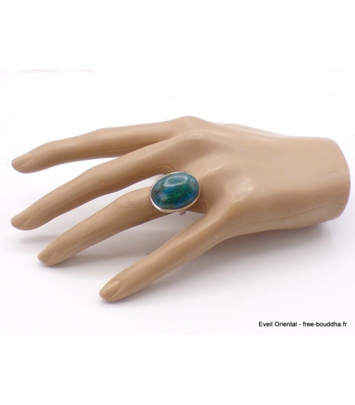 Bague Chrysocolle du Pérou ovale taille 56 Bagues pierres naturelles XV69.4
