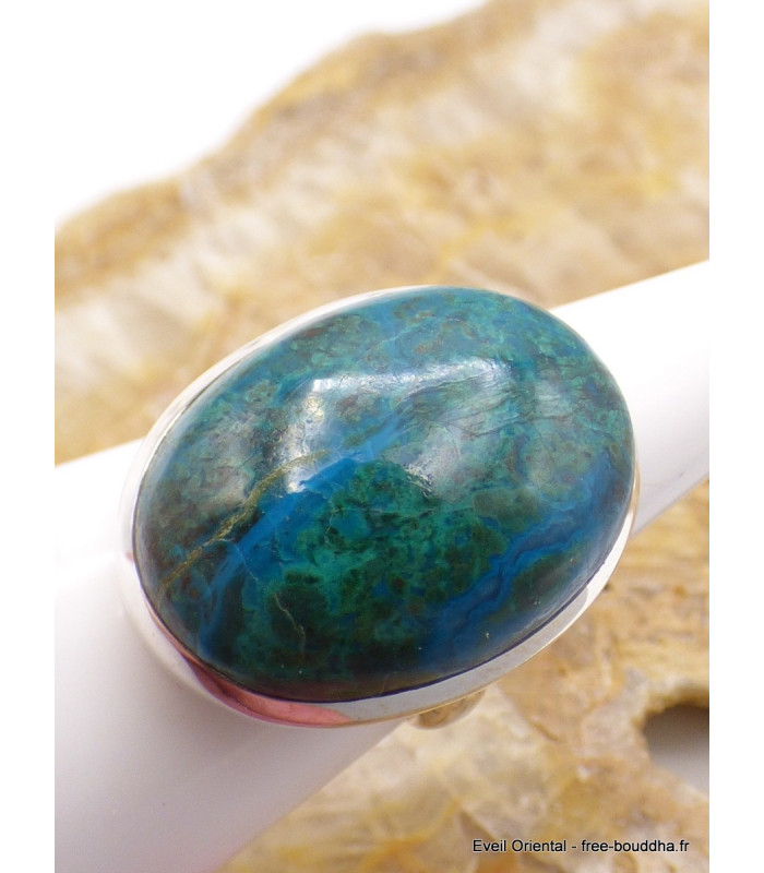 Bague Chrysocolle du Pérou ovale taille 56 Bagues pierres naturelles XV69.4