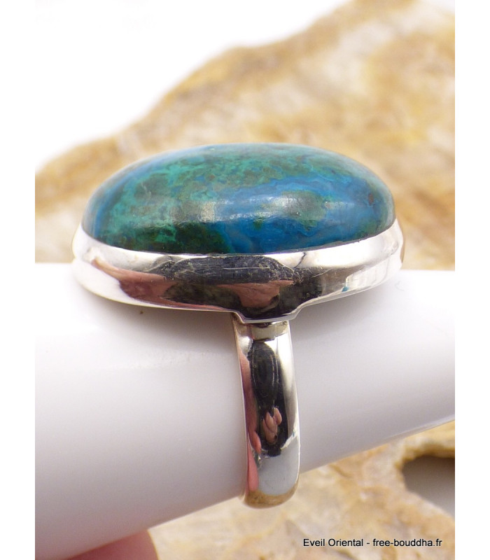Bague Chrysocolle du Pérou ovale taille 56 Bagues pierres naturelles XV69.4