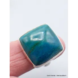 Bague Chrysocolle du Pérou carrée taille 55/56 - Bagues pierres naturelles