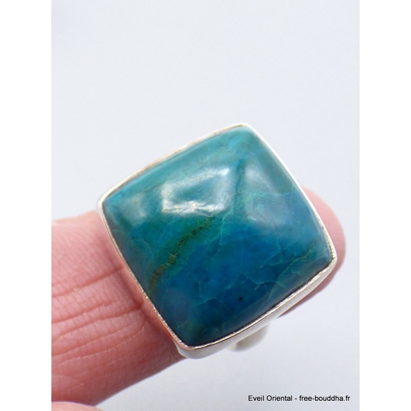 Bague Chrysocolle du Pérou carrée taille 55/56 Bagues pierres naturelles XV69.5