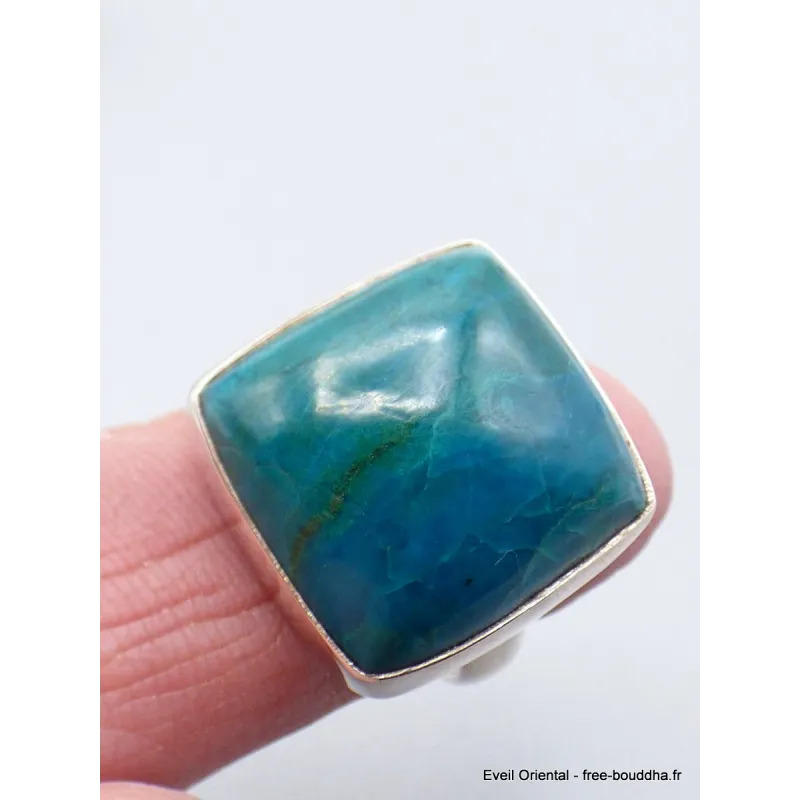 Bague Chrysocolle du Pérou carrée taille 55/56 - Bagues pierres naturelles