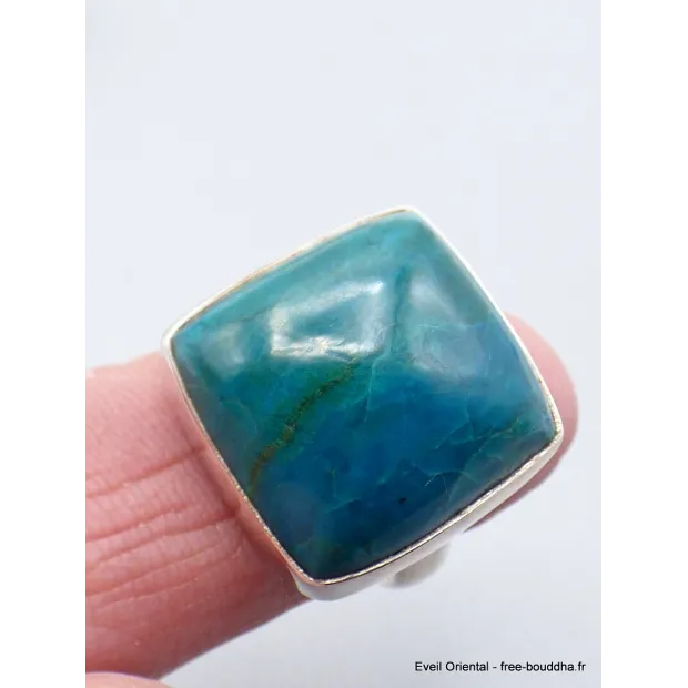 Bague Chrysocolle du Pérou carrée taille 55/56 - Bagues pierres naturelles