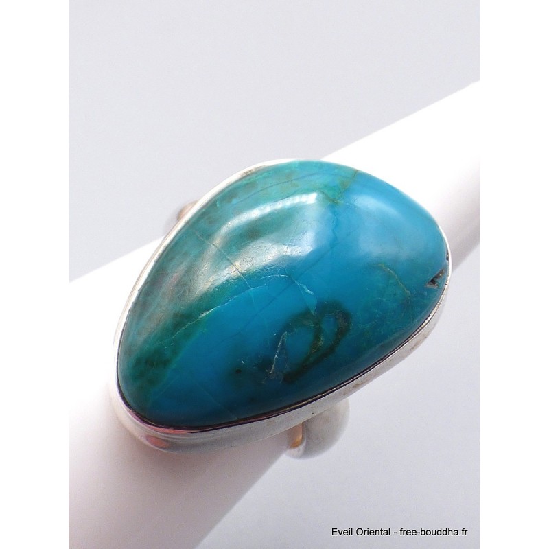 Bague Chrysocolle du Pérou asymétrique taille 57 Bagues pierres naturelles XV69.6