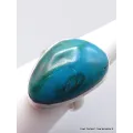 Bague Chrysocolle du Pérou asymétrique taille 57 - Bagues pierres naturelles