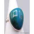 Bague Chrysocolle du Pérou asymétrique taille 57 Bagues pierres naturelles XV69.6