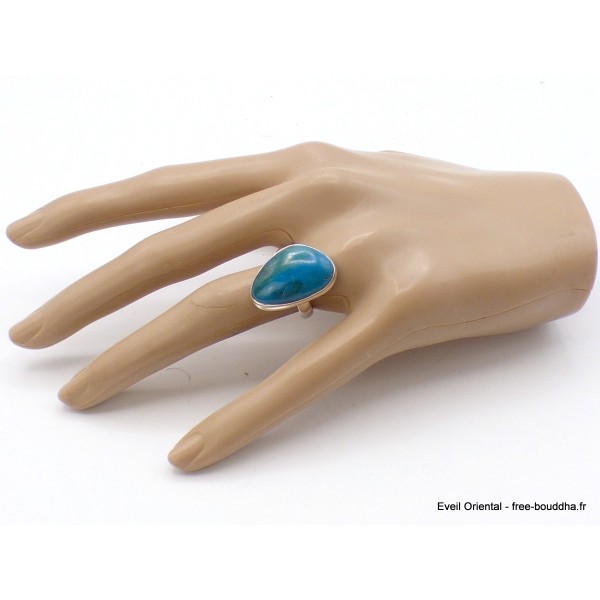 Bague Chrysocolle du Pérou asymétrique taille 57 Bagues pierres naturelles XV69.6