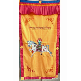 Tenture tibétaine bouddhiste Cheval Lungta jaune d'or Tentures tibétaines Bouddha TEN LB16