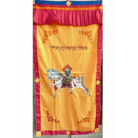 Tenture tibétaine bouddhiste Cheval Lungta jaune d'or - Tentures bouddhistes