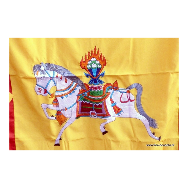 Tenture tibétaine bouddhiste Cheval Lungta jaune d'or Tentures tibétaines Bouddha TEN LB16