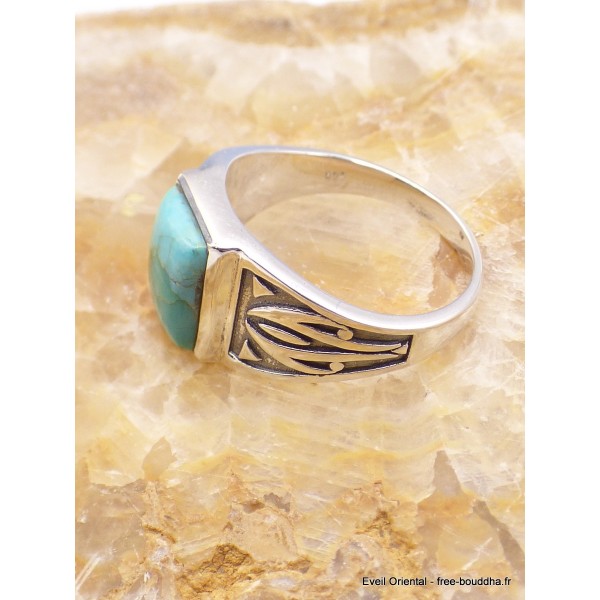 Bague pour Homme en Turquoise Mohave naturelle Bagues pierres naturelles PU40