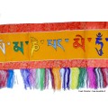 Tenture tibétaine Om mani pedme hung safran rouge Bannières tibétaines OMPH9