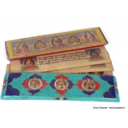 Livre de prières bouddhiste, livre de moine en turquoise Objets rituels bouddhistes ref 3794.5