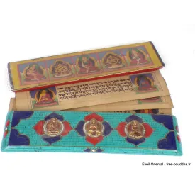 Livre de prières bouddhiste ou de moine en turquoise - Livre de prières bouddhistes