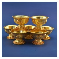 Bols d'offrandes bouddhistes cuivre, ambre, bois, métal