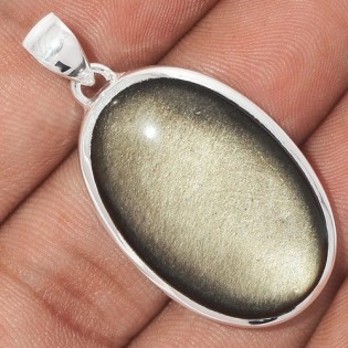 Bijoux en Obsidienne noire argentée