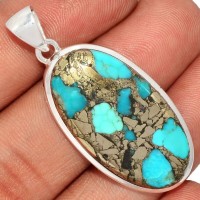 Bijoux en Turquoise Mohave avec pyrite