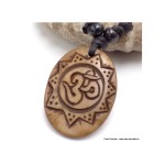 Collier tibétain bouddhiste os de buffle
