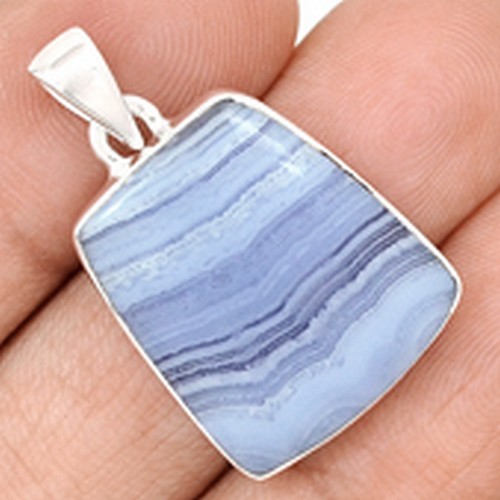 Pendentif Vintage Argent Avec Perle/pierre Agate Bleue - Réf. 5768 - Bijou Fantaisie Femme Bon état