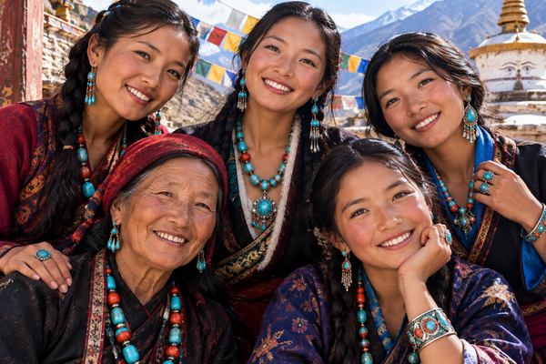 bijoux traditionnels tibétains portés par les femmes au Népal