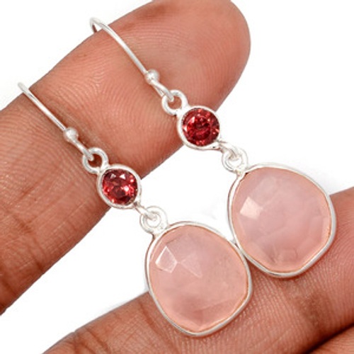 boucles d'oreilles en quartz rose
