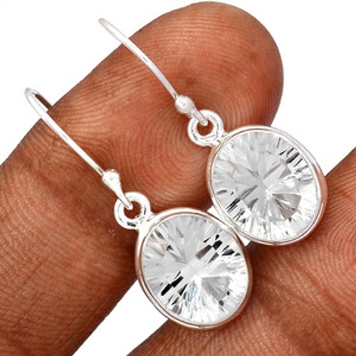 boucles d'oreilles cristal de roche de l'himalaya