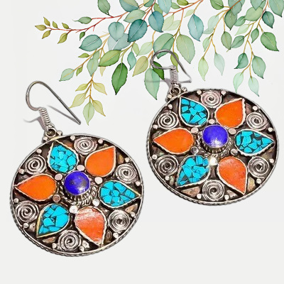 boucles d'oreilles tibétaines